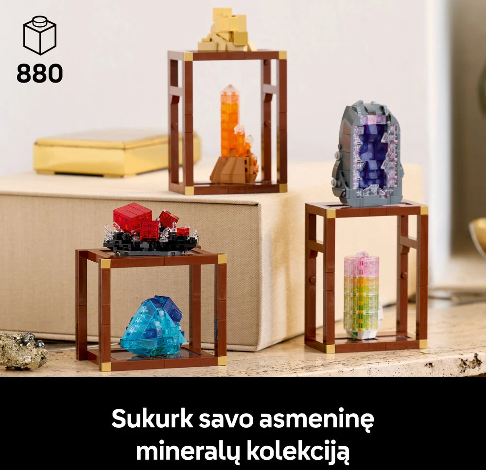 LEGO® Ideas Mineralų kolekcija, vitrina, dekoras 21362