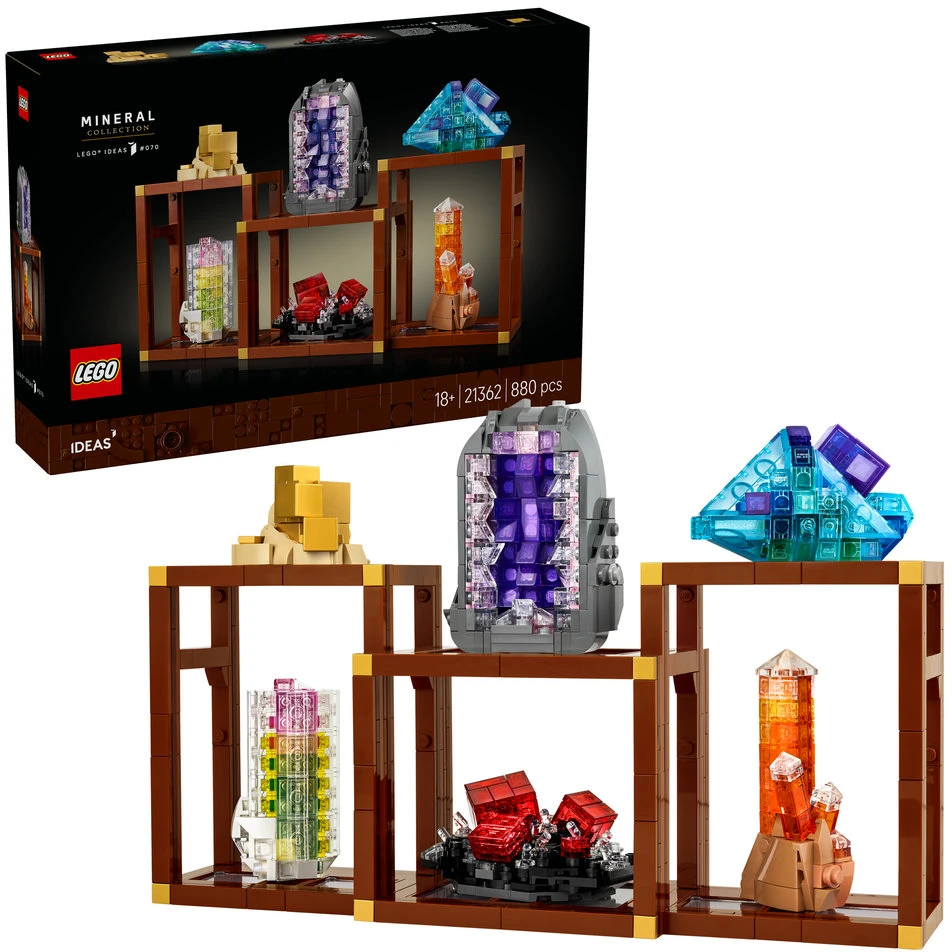 LEGO® Ideas Mineralų kolekcija, vitrina, dekoras 21362
