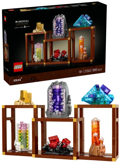 LEGO® Ideas Mineralų kolekcija, vitrina, dekoras 21362