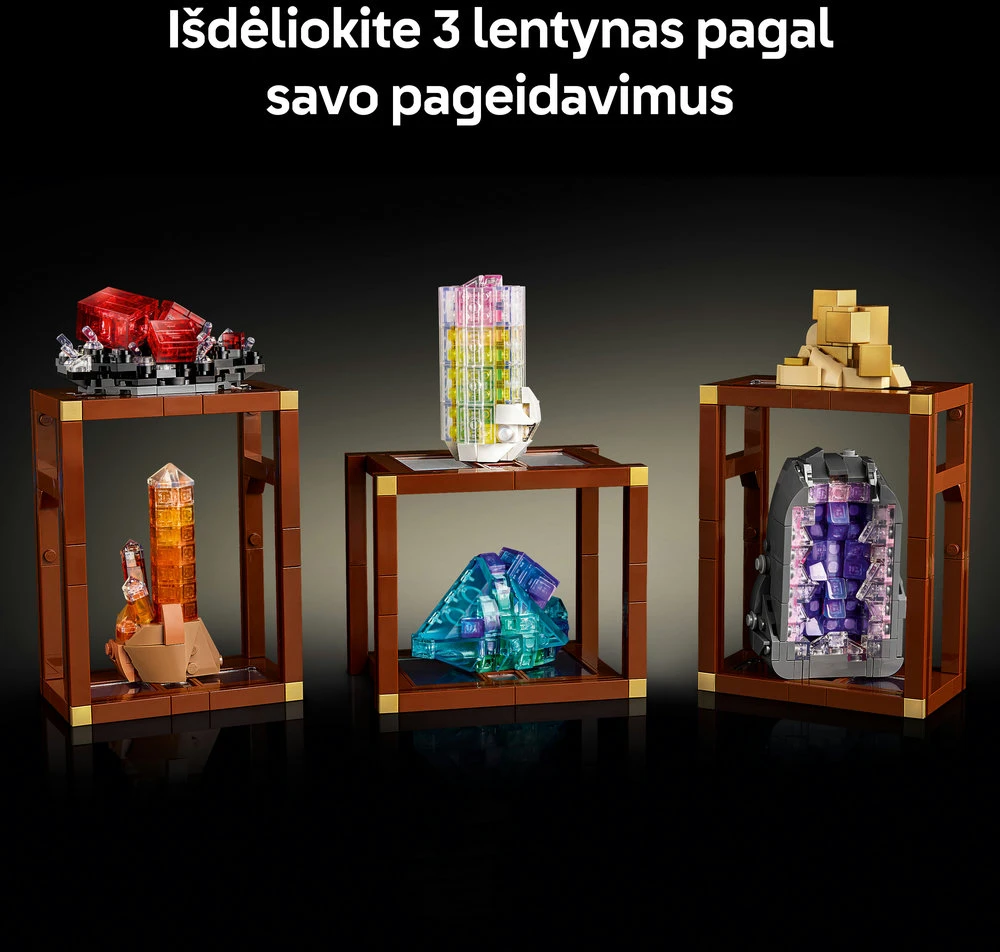 LEGO® Ideas Mineralų kolekcija, vitrina, dekoras 21362