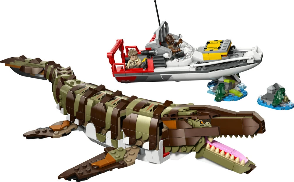 LEGO® Jurassic World Konstruojamas mozazauras ir misiją vykdantis laivas 76974