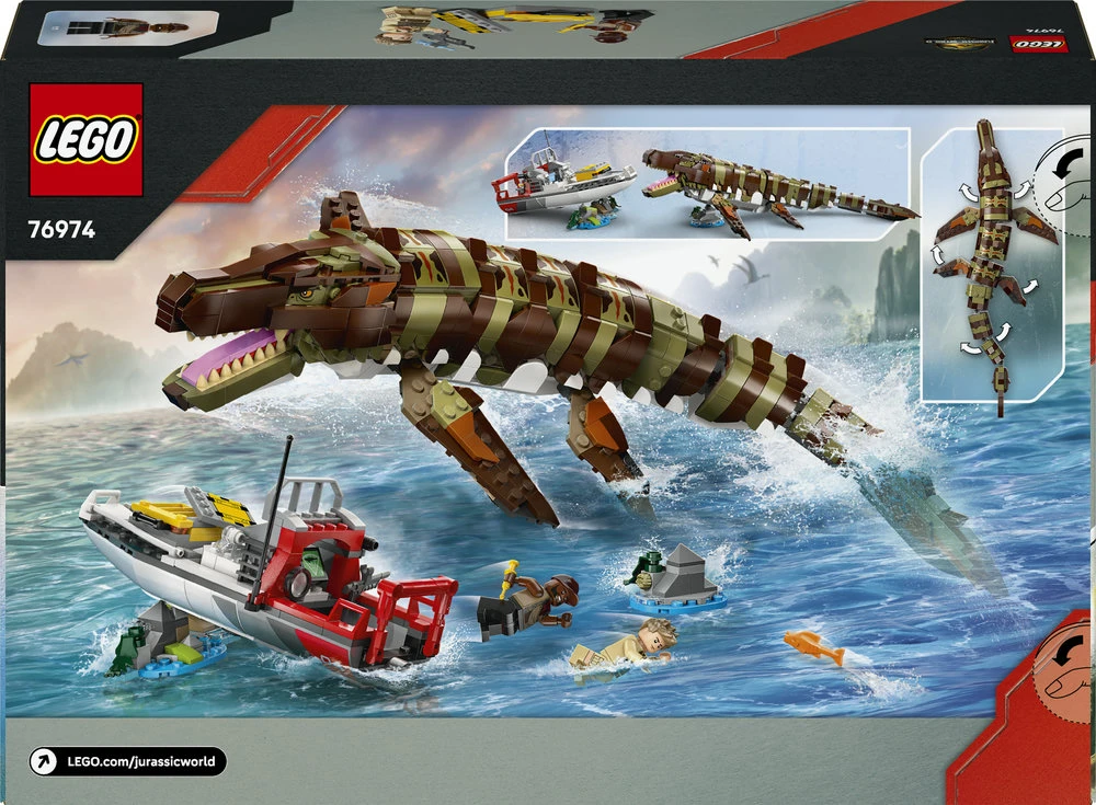 LEGO® Jurassic World Konstruojamas mozazauras ir misiją vykdantis laivas 76974