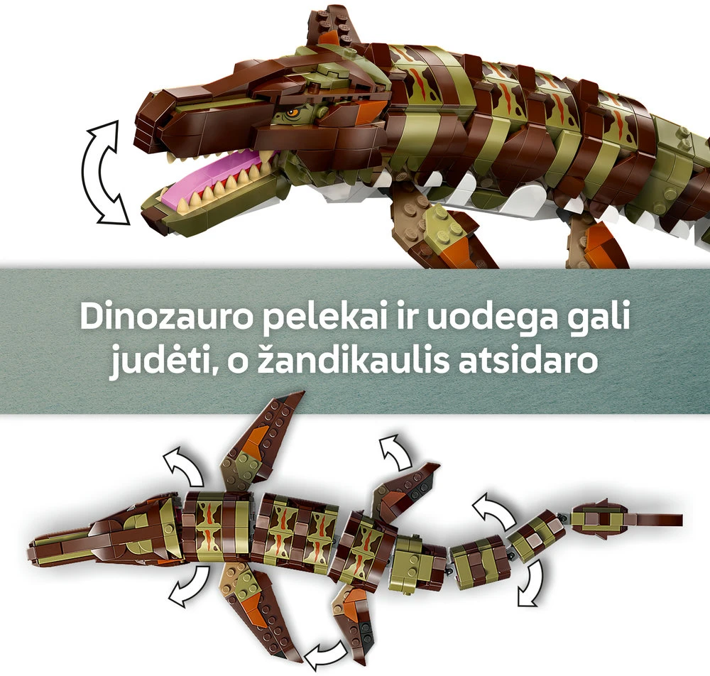 LEGO® Jurassic World Konstruojamas mozazauras ir misiją vykdantis laivas 76974
