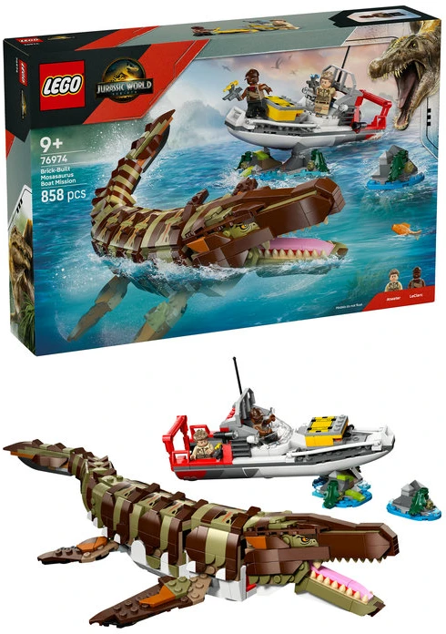 LEGO® Jurassic World Konstruojamas mozazauras ir misiją vykdantis laivas 76974