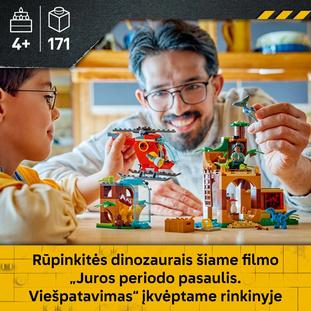 LEGO® Jurassic World Velociraptoriaus, stegozauro ir pteranodono gelbėjimas 77981
