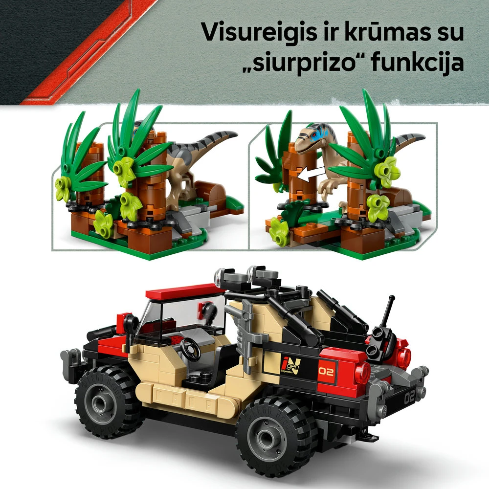 LEGO® Jurassic World Velociraptorius ir pabėgimas visureigiu (76972)