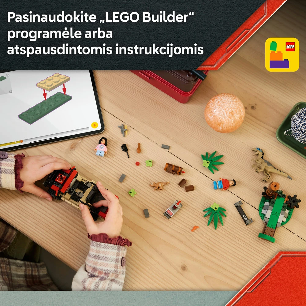 LEGO® Jurassic World Velociraptorius ir pabėgimas visureigiu (76972)