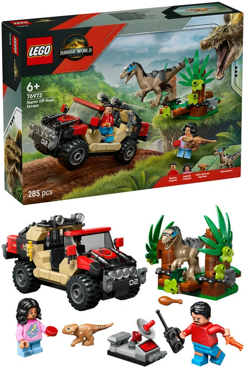 LEGO® Jurassic World Velociraptorius ir pabėgimas visureigiu (76972)