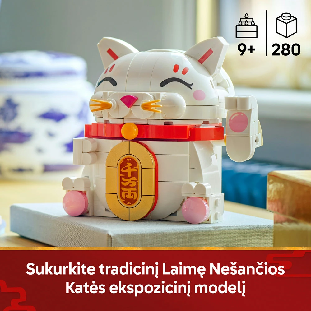 LEGO® laimę nešanti katė Sėkmę simbolizuojantis dekoras Konstravimo rinkinys 40813