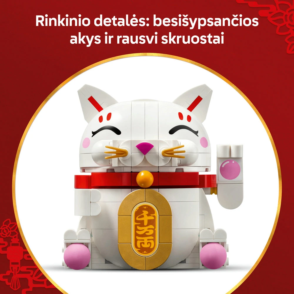 LEGO® laimę nešanti katė Sėkmę simbolizuojantis dekoras Konstravimo rinkinys 40813