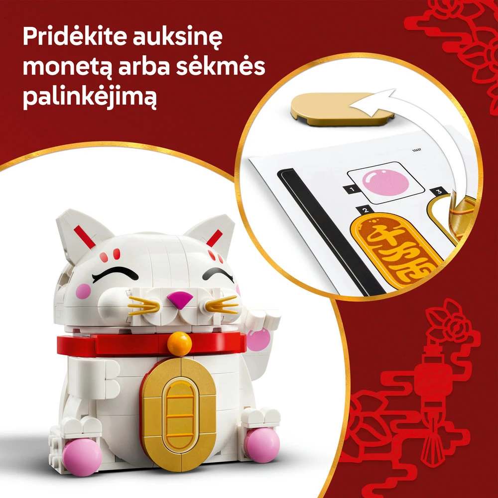 LEGO® laimę nešanti katė Sėkmę simbolizuojantis dekoras Konstravimo rinkinys 40813
