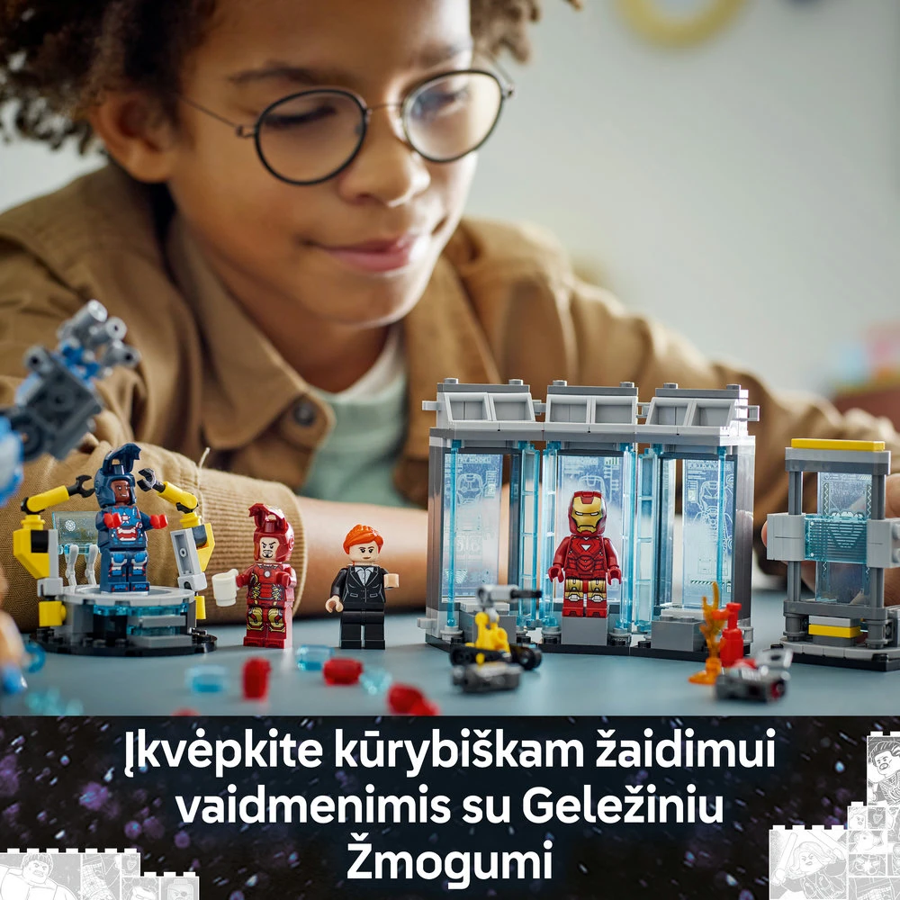 LEGO® Marvel Geležinio žmogaus laboratorija: šarvų kambarys (76315)