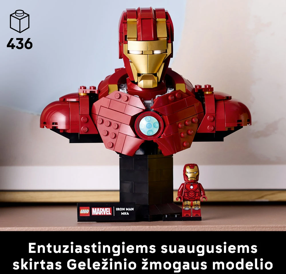 LEGO® ǀ Marvel Geležinio žmogaus MK4 biustas, modelis 76327