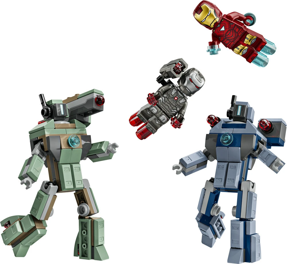 LEGO Marvel Geležinis žmogus ir Karo mašina prieš „Hammer“ dronus 76320