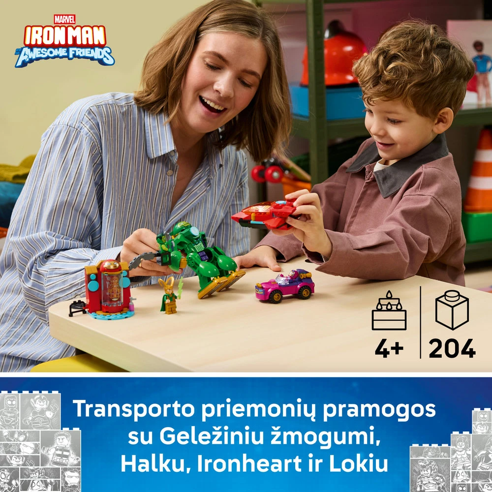 LEGO® ǀ Marvel „Iron Man and His Awesome Friends“ Lokis prieš Geležinio žmogaus komandą 11211