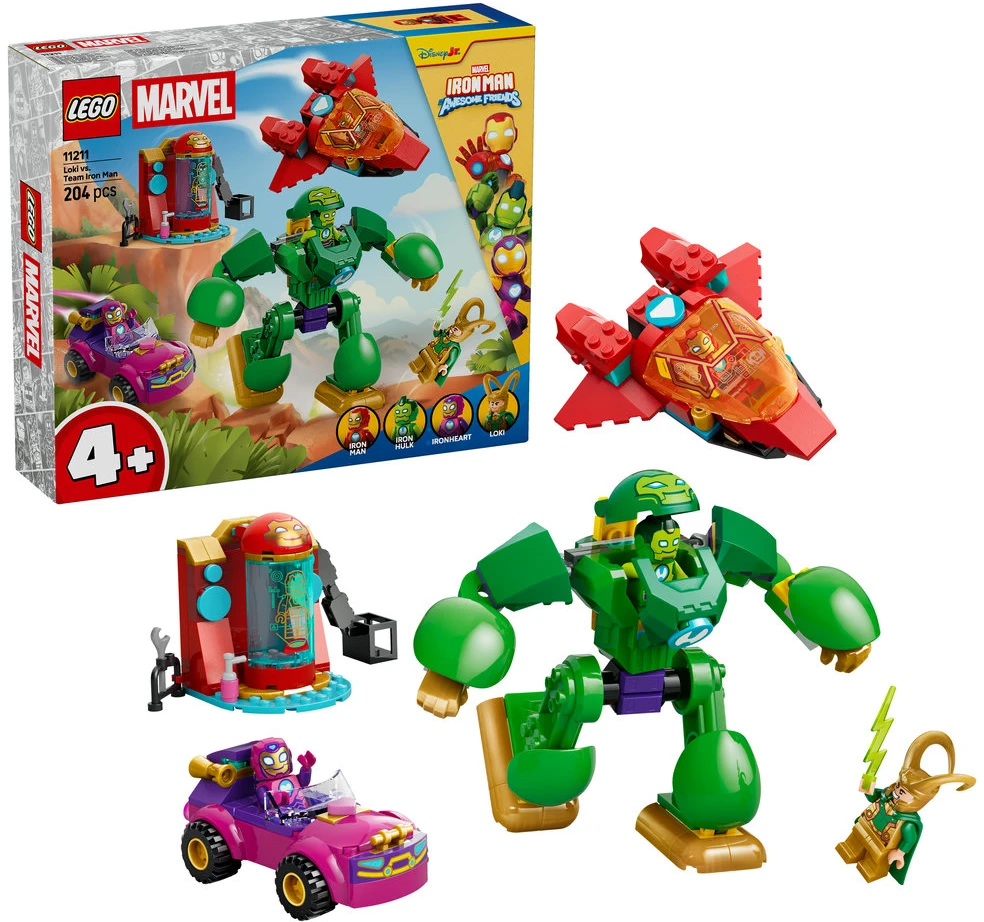 LEGO® ǀ Marvel „Iron Man and His Awesome Friends“ Lokis prieš Geležinio žmogaus komandą 11211