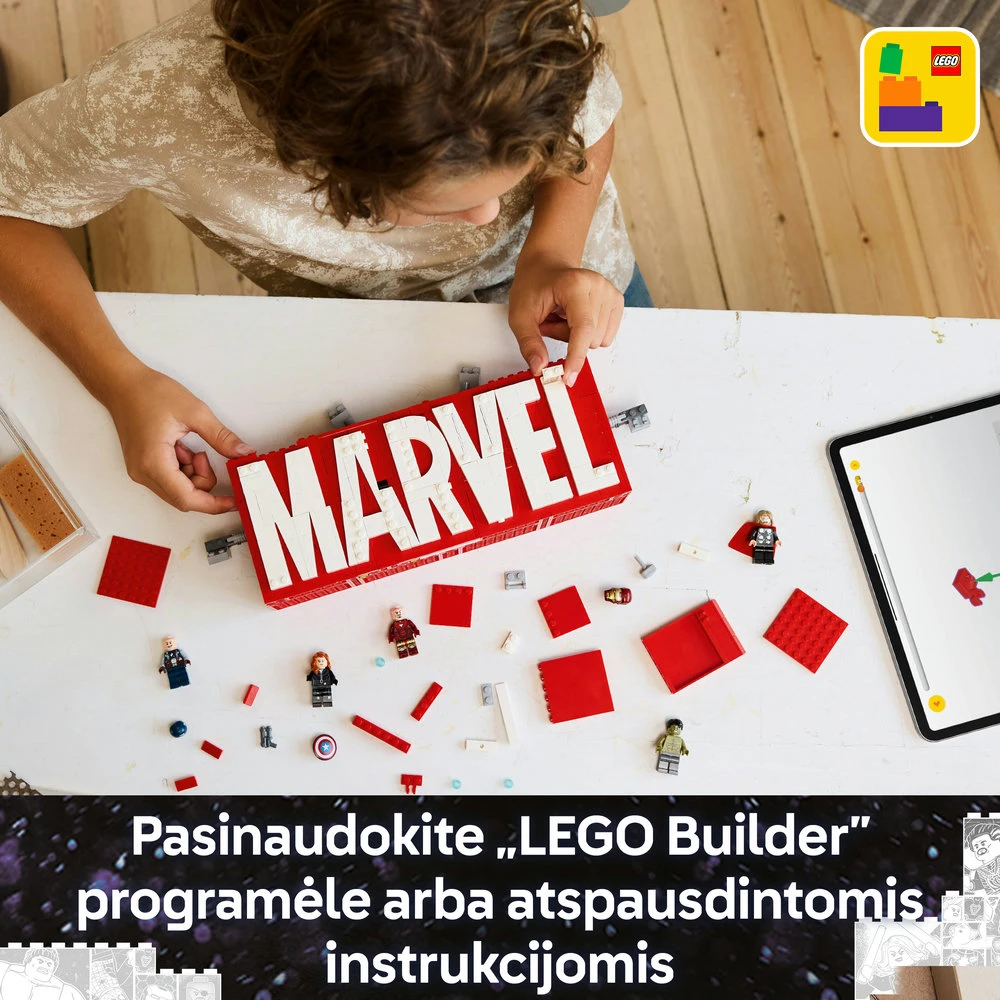 LEGO® Marvel MARVEL logotipas ir minifigūrėlės (76313)