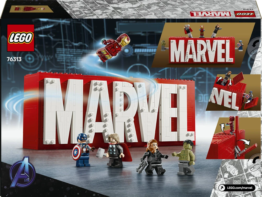 LEGO® Marvel MARVEL logotipas ir minifigūrėlės (76313)