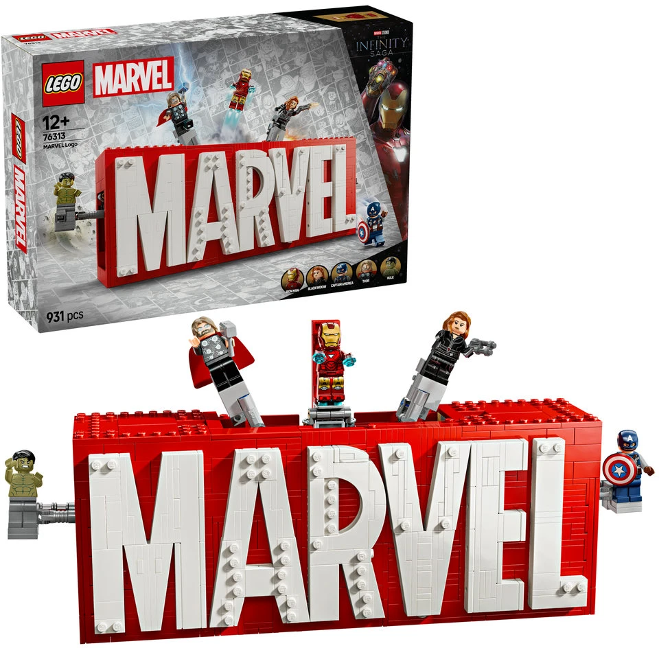 LEGO® Marvel MARVEL logotipas ir minifigūrėlės (76313)