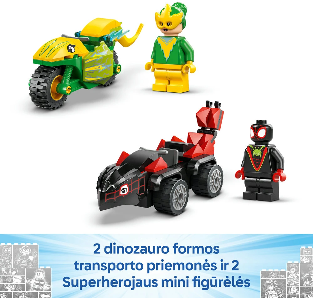 LEGO® Marvel Suktukas ir Elektro dinozauro formos transporto priemonės gaudynės (11198)