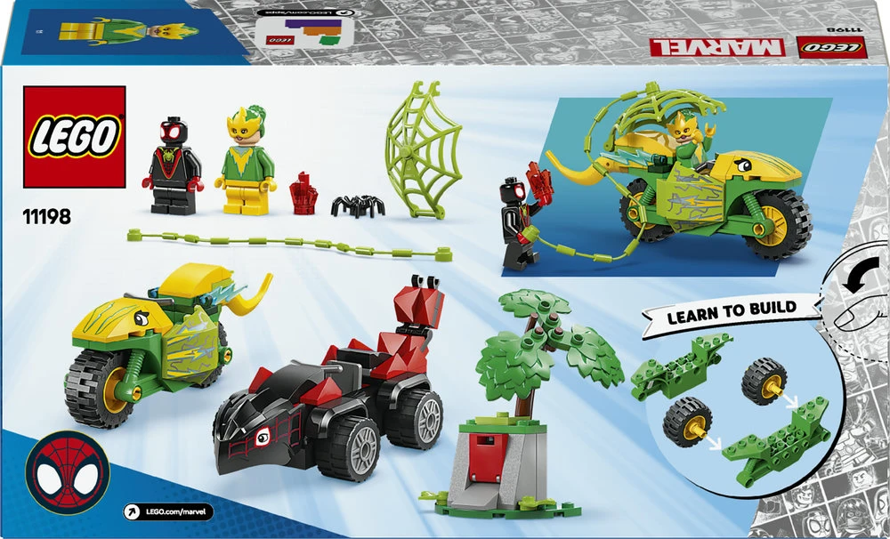 LEGO® Marvel Suktukas ir Elektro dinozauro formos transporto priemonės gaudynės (11198)