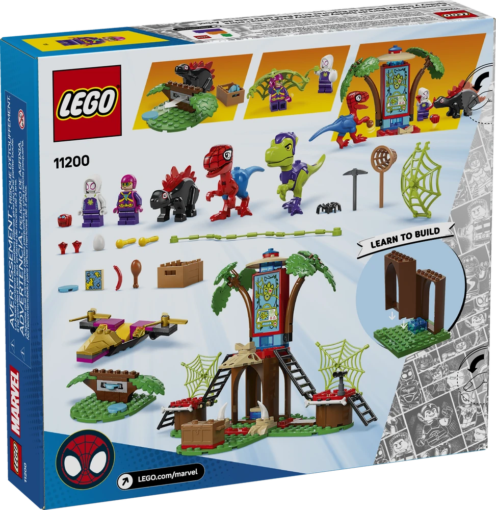 LEGO® Marvel Spidey And His Amazing Friends Voriuko ir Gobio velociraptoriaus kova namelio medyje būstinėje 11200