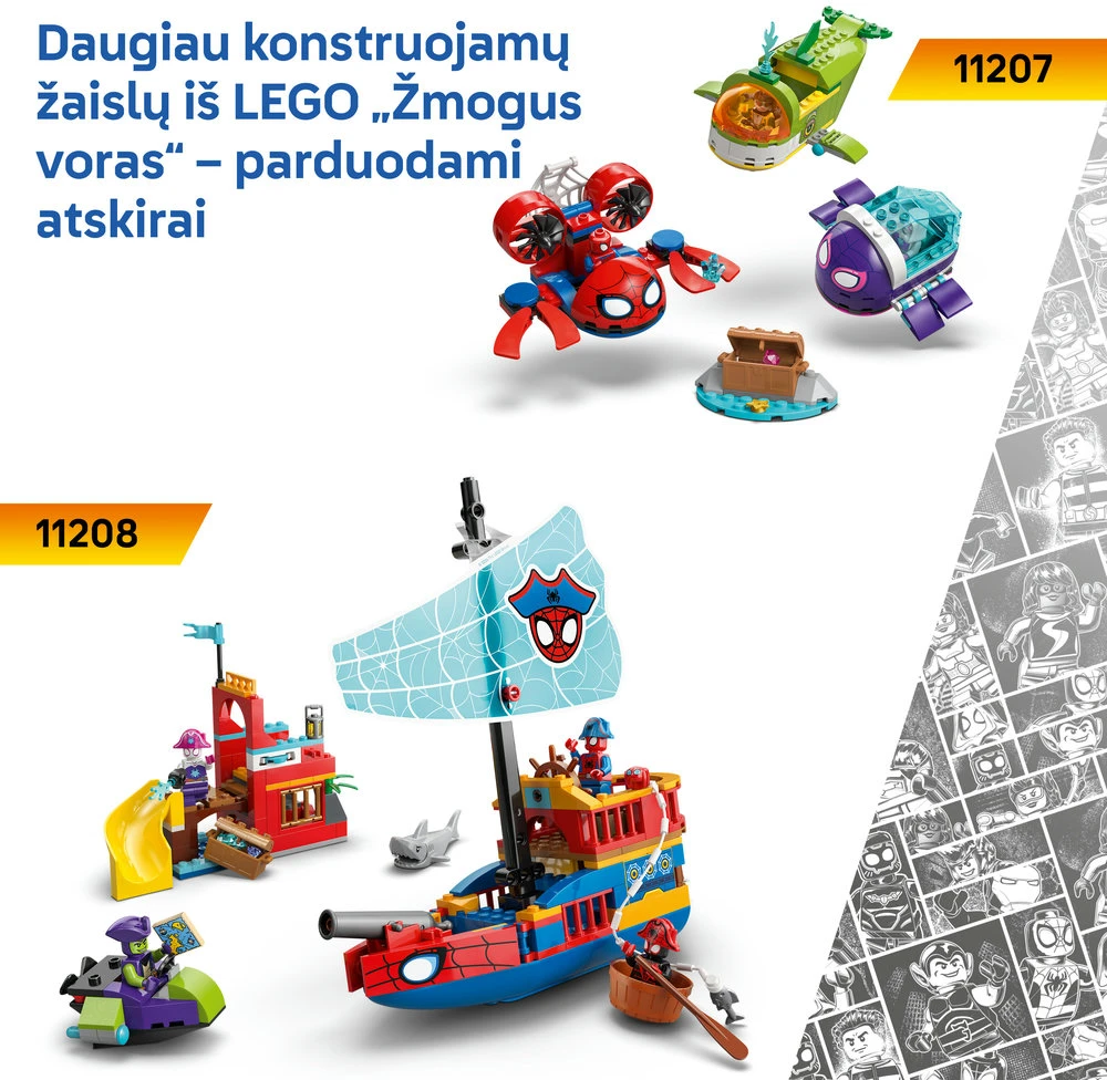 LEGO® ǀ Marvel Spidey And His Amazing Friends Voriukas ant motociklo prieš Raganosį 11206