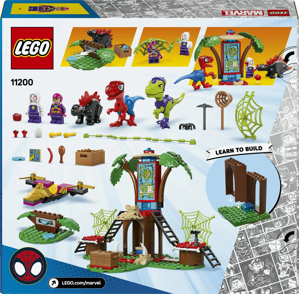 LEGO® Marvel Spidey And His Amazing Friends Voriuko ir Gobio velociraptoriaus kova namelio medyje būstinėje 11200