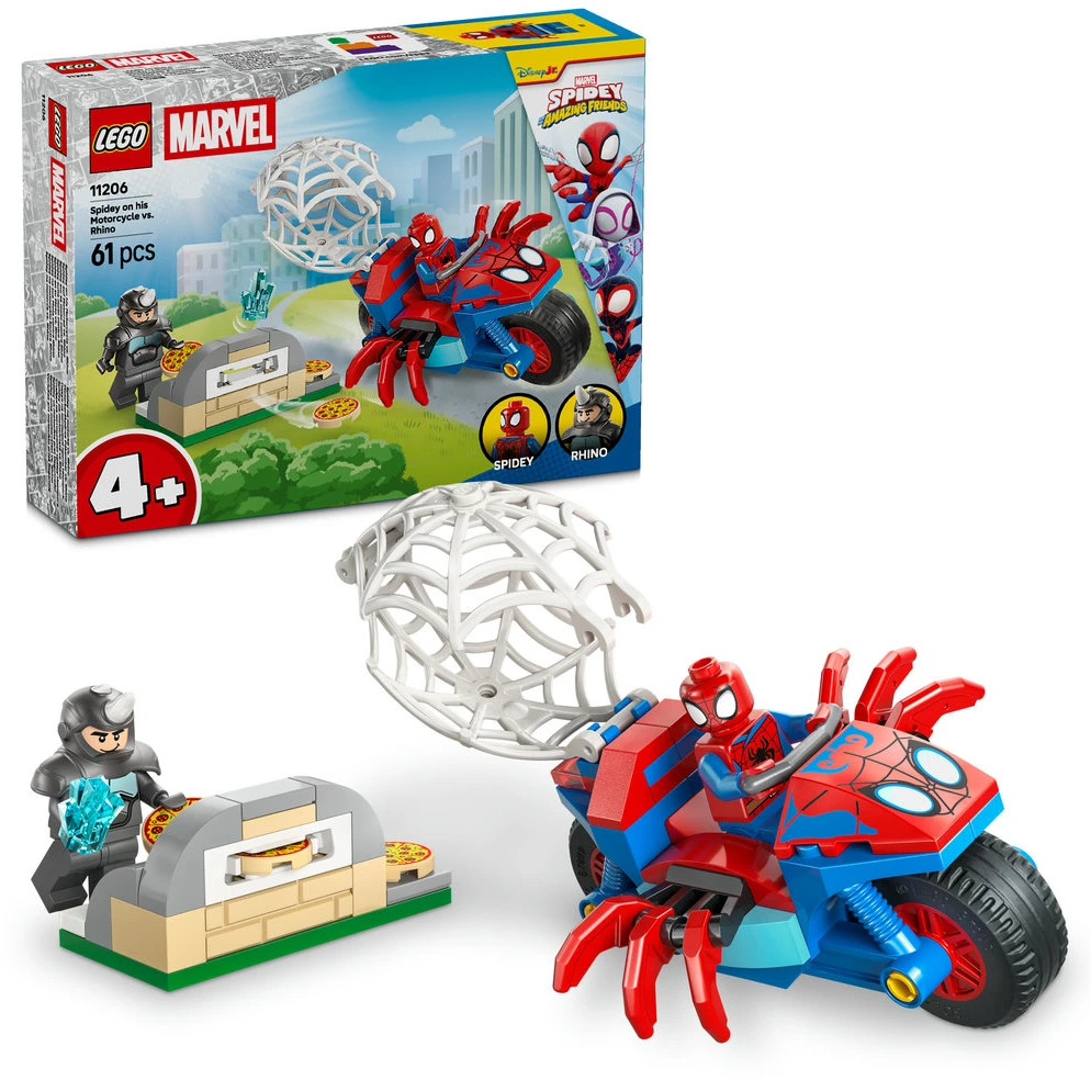 LEGO® ǀ Marvel Spidey And His Amazing Friends Voriukas ant motociklo prieš Raganosį 11206