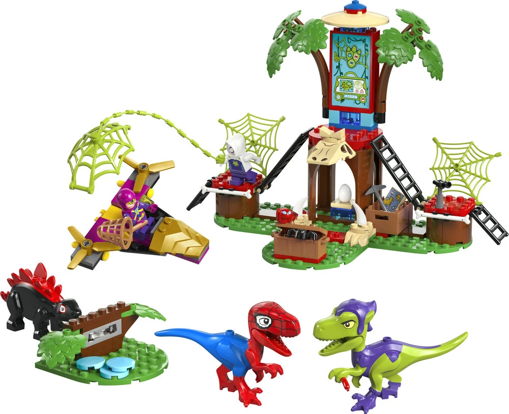 LEGO® Marvel Spidey And His Amazing Friends Voriuko ir Gobio velociraptoriaus kova namelio medyje būstinėje 11200