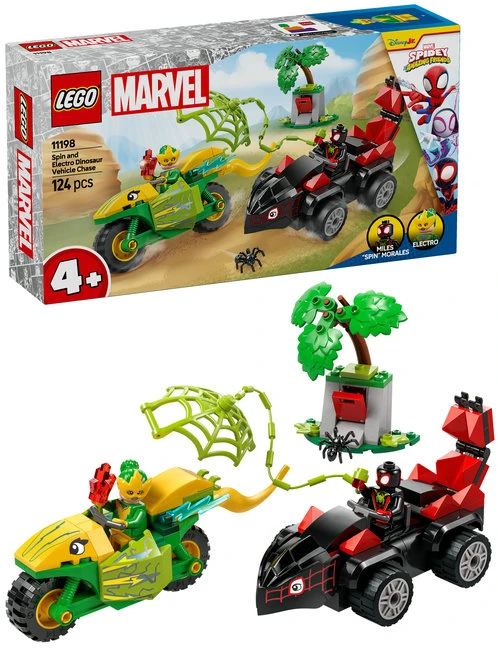 LEGO® Marvel Suktukas ir Elektro dinozauro formos transporto priemonės gaudynės (11198)