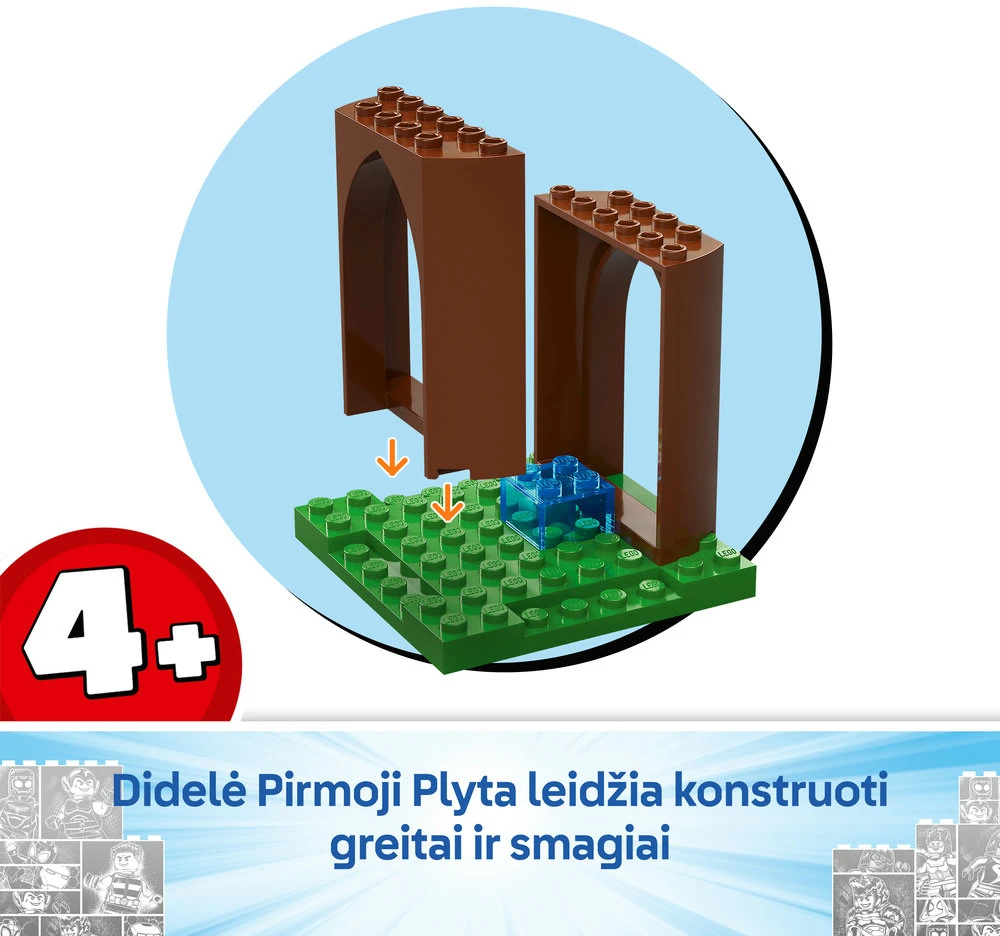 LEGO® Marvel Spidey And His Amazing Friends Voriuko ir Gobio velociraptoriaus kova namelio medyje būstinėje 11200