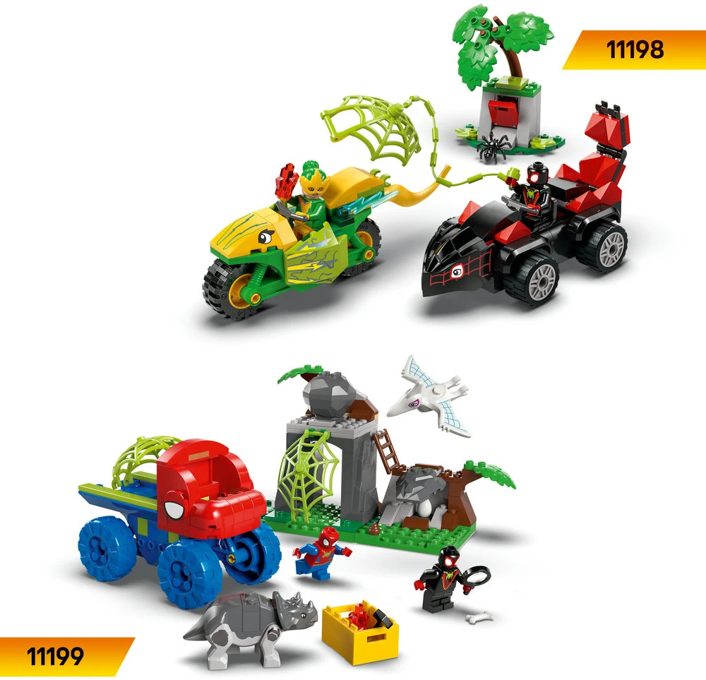 LEGO® Marvel Spidey And His Amazing Friends Voriuko ir Gobio velociraptoriaus kova namelio medyje būstinėje 11200