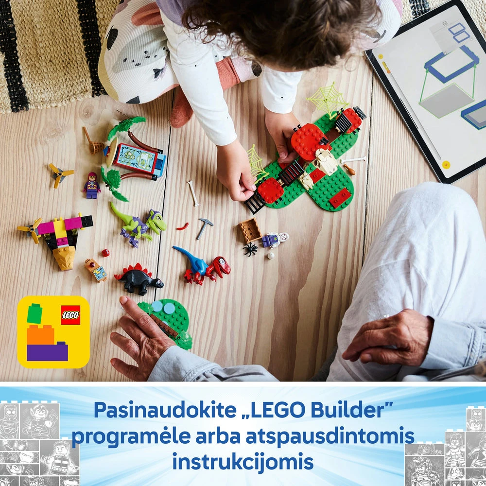 LEGO® Marvel Spidey And His Amazing Friends Voriuko ir Gobio velociraptoriaus kova namelio medyje būstinėje 11200