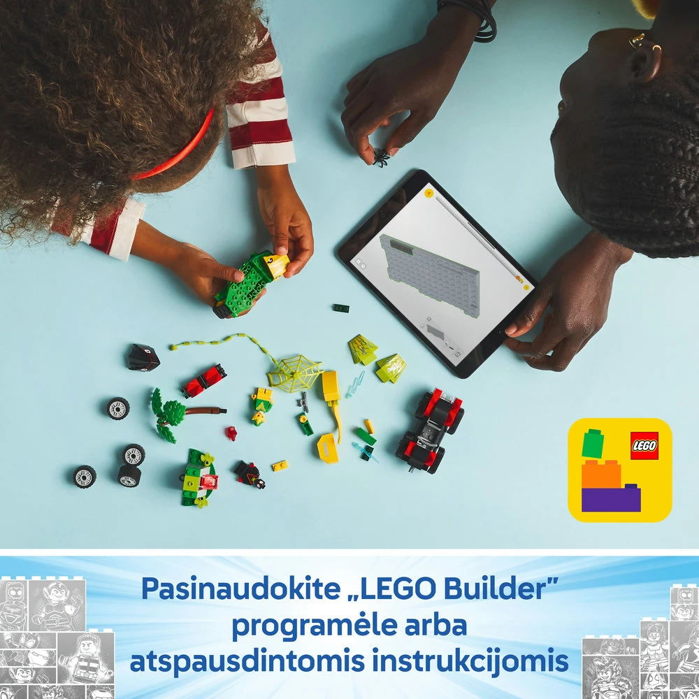 LEGO® Marvel Suktukas ir Elektro dinozauro formos transporto priemonės gaudynės (11198)