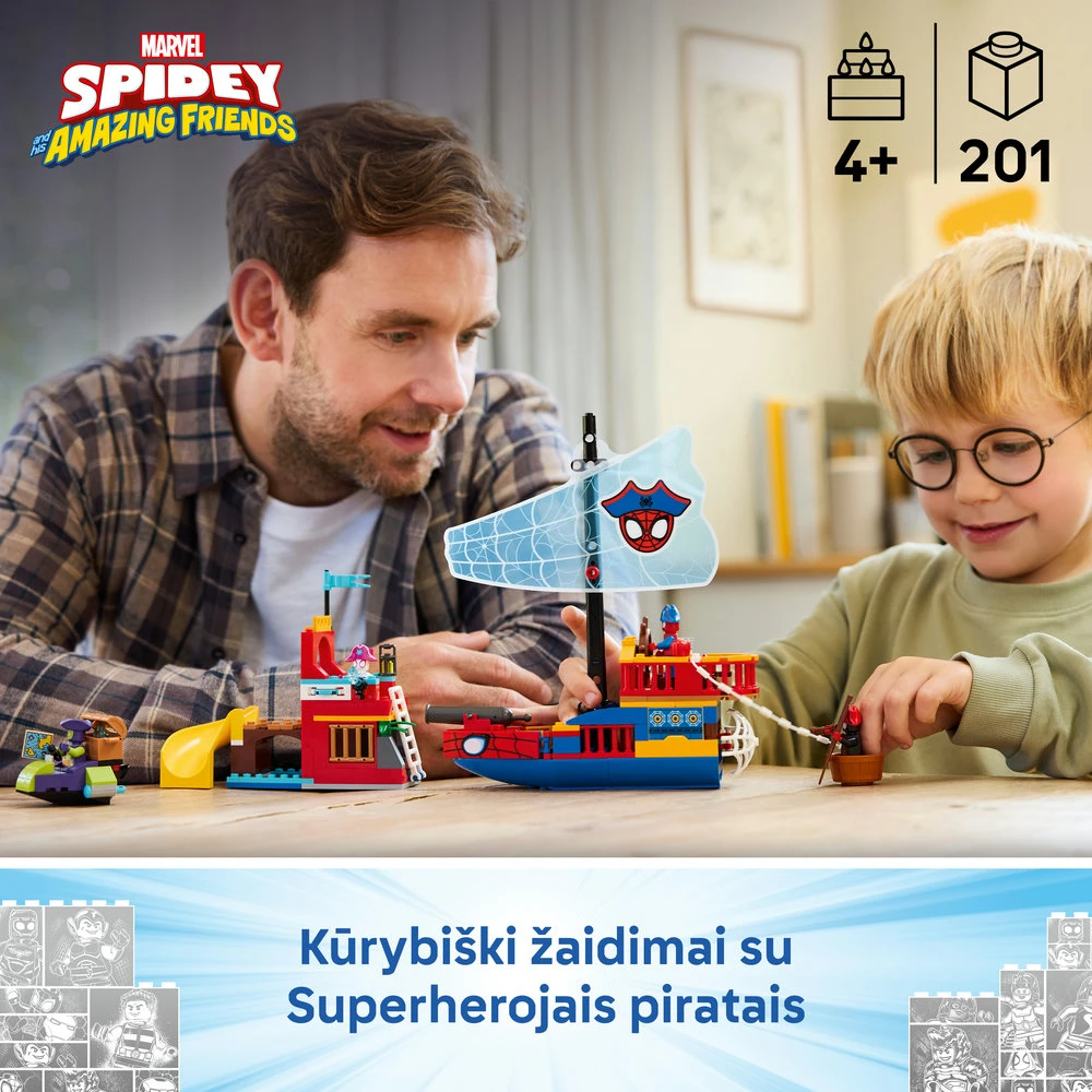 LEGO® ǀ Marvel Spidey And His Amazing Friends Voriuko komandos piratų laivas 11208