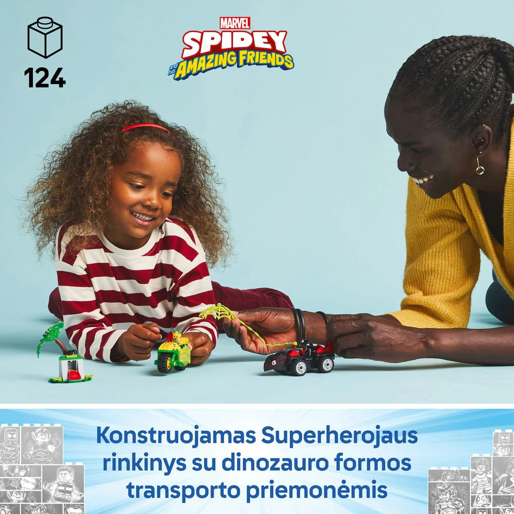 LEGO® Marvel Suktukas ir Elektro dinozauro formos transporto priemonės gaudynės (11198)