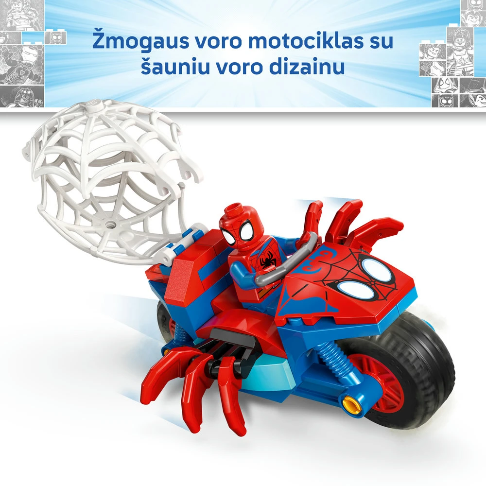 LEGO® ǀ Marvel Spidey And His Amazing Friends Voriukas ant motociklo prieš Raganosį 11206