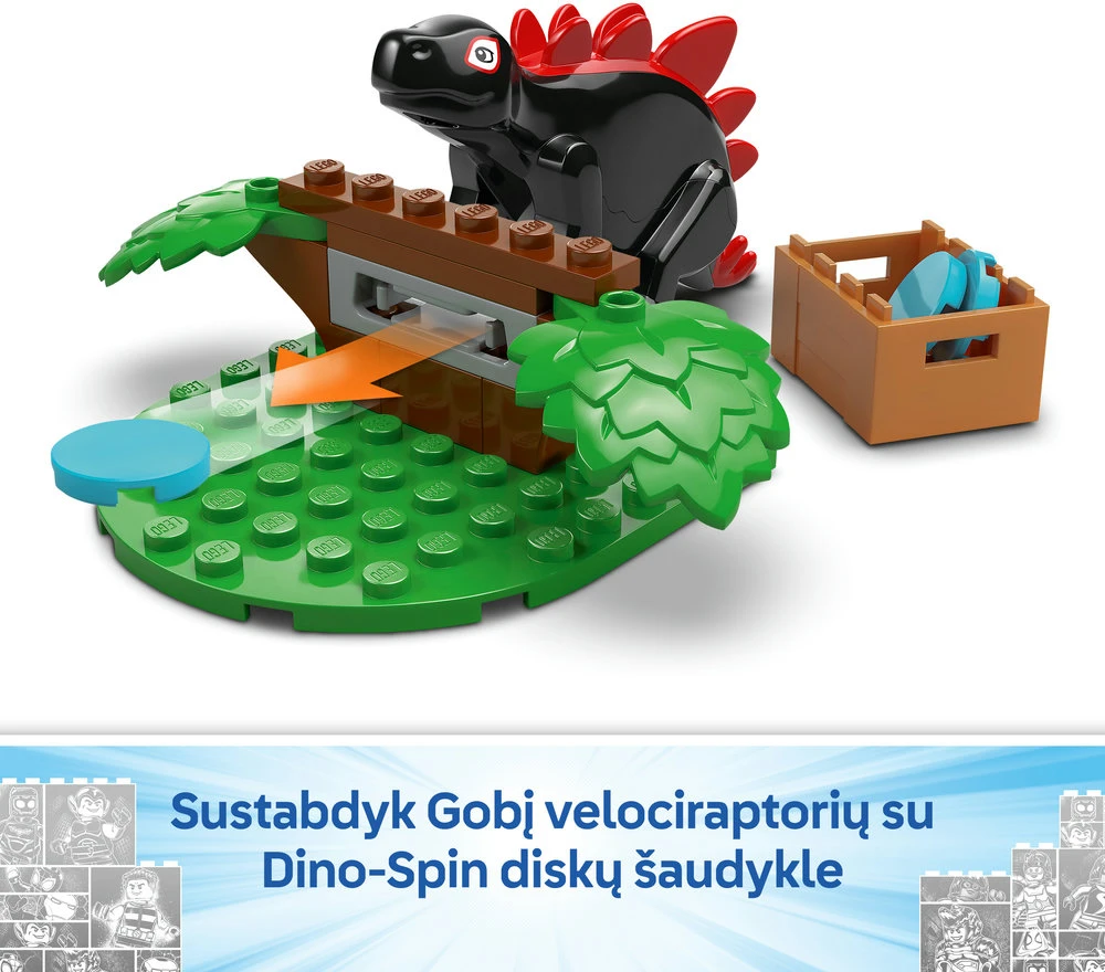 LEGO® Marvel Spidey And His Amazing Friends Voriuko ir Gobio velociraptoriaus kova namelio medyje būstinėje 11200