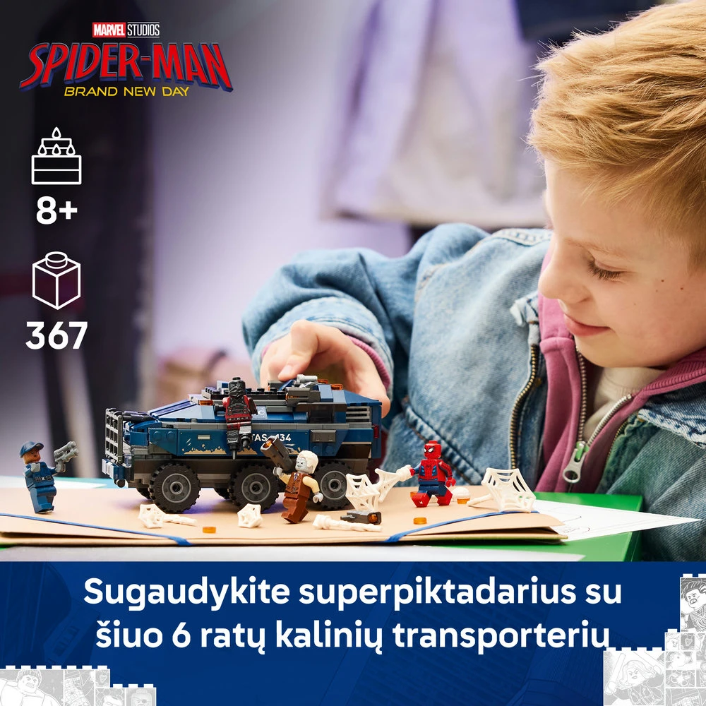 LEGO® ǀ Marvel Žmogaus voro kalinių transporterio gaudynės 76349