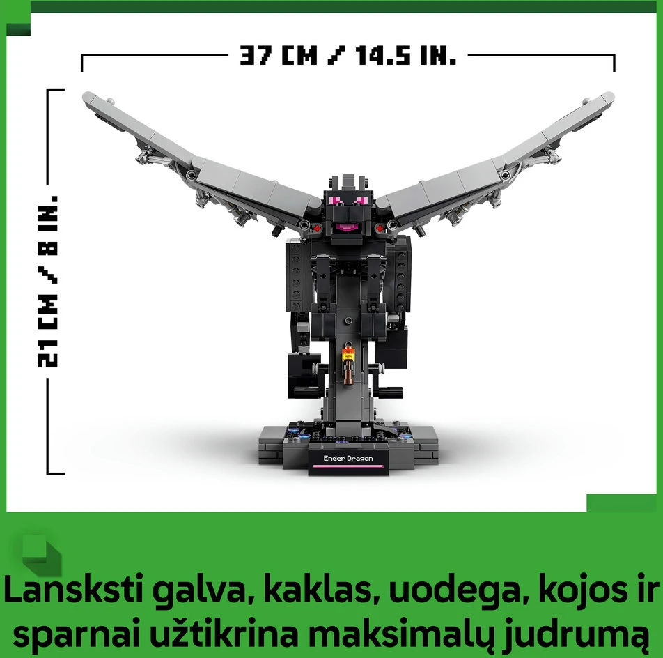 LEGO® Minecraft® Enderio drakonas Žaidimo dekoracija 21595