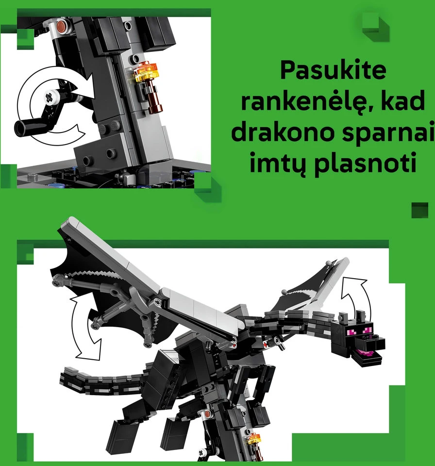 LEGO® Minecraft® Enderio drakonas Žaidimo dekoracija 21595