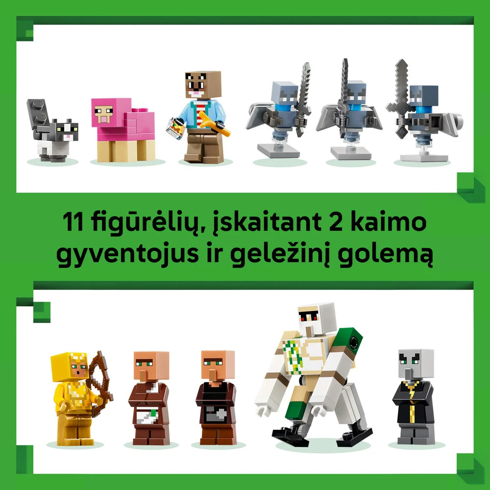 LEGO® Minecraft® Evokeris ir kaimo užpuolimas Žaislas 21596
