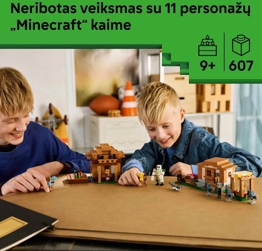 LEGO® Minecraft® Evokeris ir kaimo užpuolimas Žaislas 21596