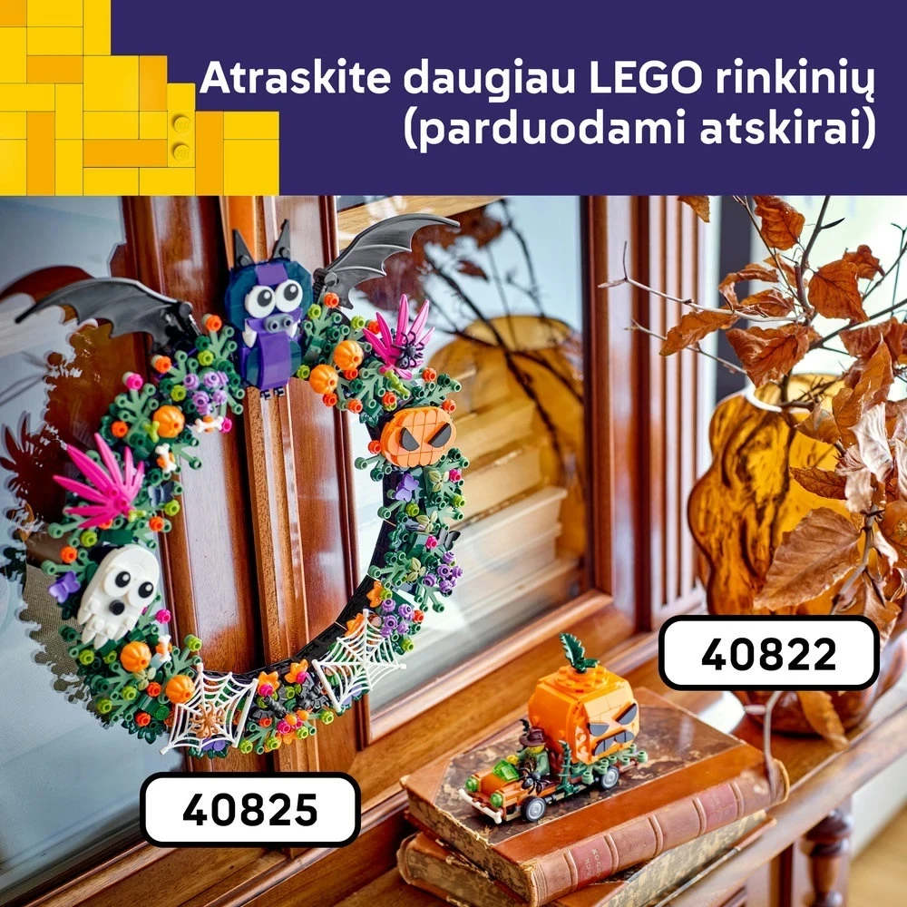 LEGO® moliūgo žibinto formos pikapas Žaislinio Helovino rankdarbio rinkinys 40822