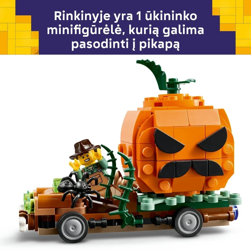 LEGO® moliūgo žibinto formos pikapas Žaislinio Helovino rankdarbio rinkinys 40822