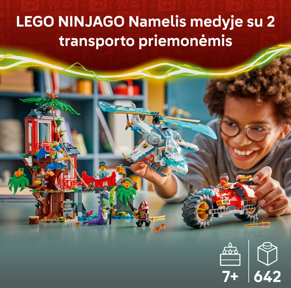 LEGO® NINJAGO® Nindzių transporto priemonės ir namelio medyje gynyba 71857