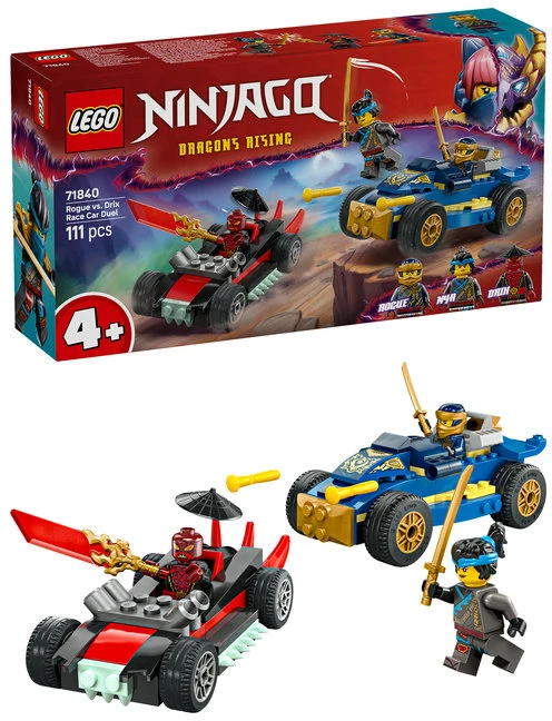 LEGO® NINJAGO® Rogue ir Drikso lenktyninių automobilių kova 71840