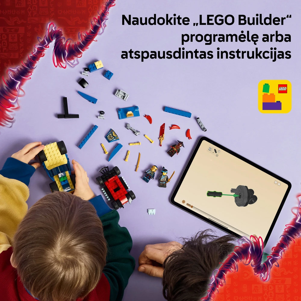 LEGO® NINJAGO® Rogue ir Drikso lenktyninių automobilių kova 71840