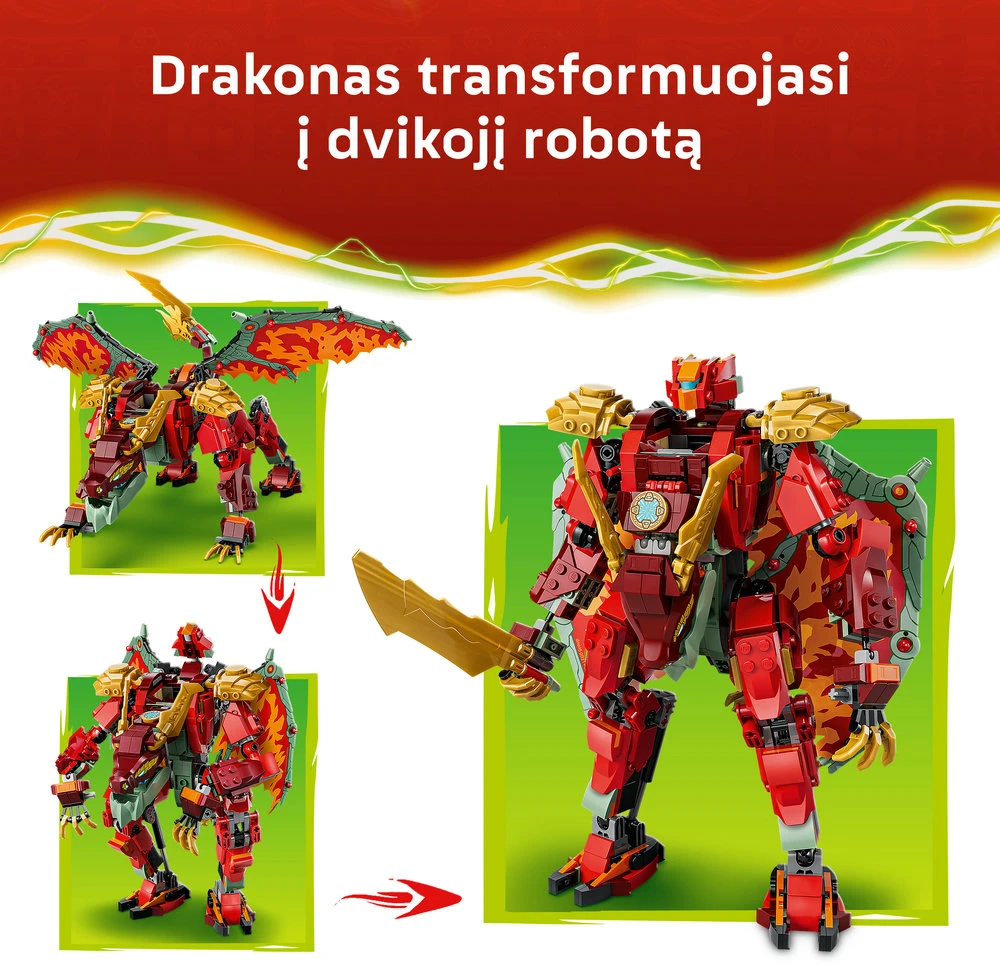 LEGO® NINJAGO® Wyldfyre transformuojamas drakonas-robotas 71868